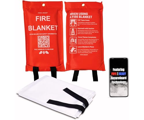 2-Pack Fire Hero Blanket for Kitchen Fire Extinguisher or fire Blankets to Smother a Kitchen fire - Fire Blankets Emergency for Home with PDF Guide, SecureGuard Technology Fire Extinguishing Blanket