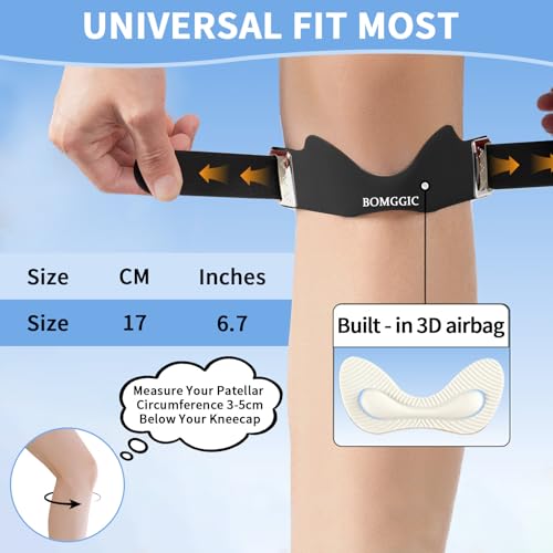 Patellar Tendon Support Strap for Men & Women, Adjustable Knee Brace with Targeted Pressure Pad & Non-Slip Silicone for Patella Tendonitis - Flex Wrap Knee Band for Running, Fitness, Hiking, Volleyball (Black)