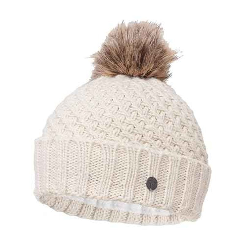 Roxy Women's Blizzard Beanie - Chunky Knit Winter Hat with Faux Fur Pom, Fleece-Lined