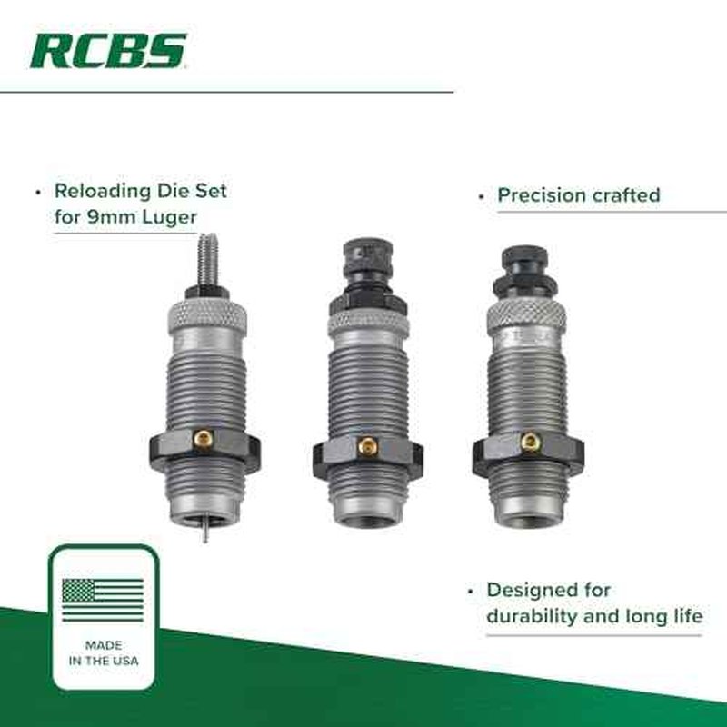 RCBS 20515 Carbide Die Set, 9MMLUGER/9x21/9x23,OD Green, 9mm Luger