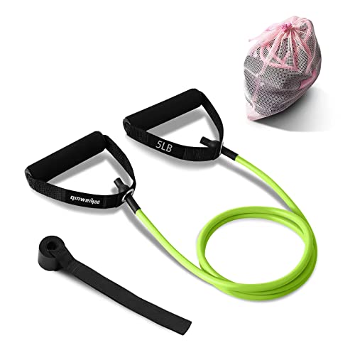 Resistance Exercise Band with Handles, Workout Band Weight Band for Physical Therapy,Strength Training Home Gym Fitness,with Door Anchor & Storage Bag. (Green)