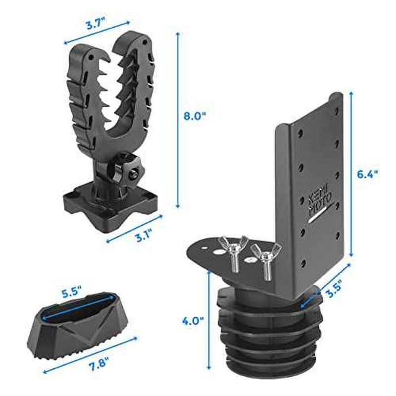 KEMIMOTO UTV Hunting Tool Holder Rack, Tool Holder Compatible with Polaris Ranger and General, Mount on The Dash Cup Holder or Cargo Bed, Shovel Mount Bow Rack