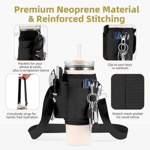 All Day Quencher Carry All for Stanley 40/30 oz Tumbler, Crossbody Bag with Phone Holder & Strap, Water Bottle Carrier Bag