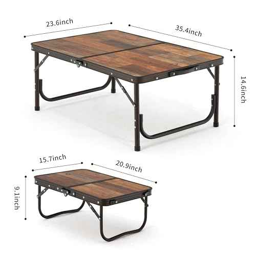Naturehike Folding Camping Table, Portable Tables with Adjustable Legs, 35.4¡¿23.6¡¿14.6 Inch Foldable Camp Pinic Tables with Carry Bag for Outdoor Camping, BBQ, Travel - Large Retro