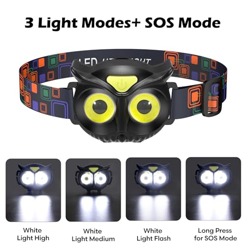 Lsnisni Kids Headlamp 2 Pack,LED Head Lamp with 4 Modes,IPX5 Waterproof Head Lights for Forehead,Head Flashlight for Adults and Kids Outdoor Camping Hiking Running,6 AAA Batteries Included