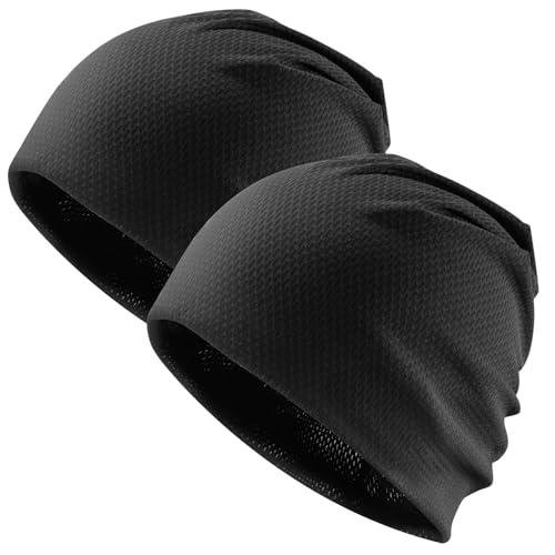 2 Pack Cooling Skull Caps for Men Women - Sweat Wicking Stretchy Cycling Caps, Sports Running Hats, Helmet Liner