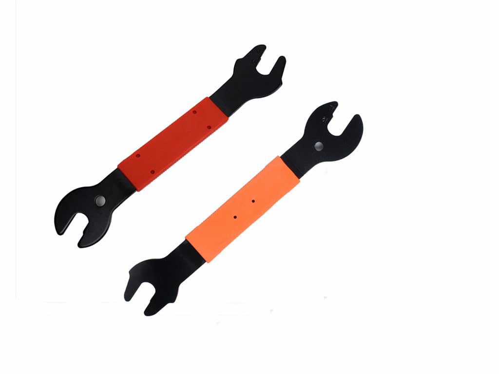 Pedal Wrench Double Sided Bicycle Pedal Removal 15/16/17mm Bike Spanner Home Mechanic Pedal Repair Tool Comfortable Grip Energy-saving Cycling Crank for Biking Maintenance Repair Orange & Red