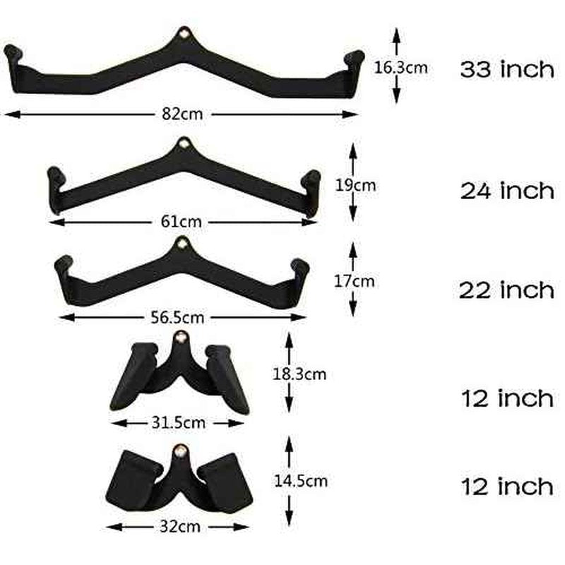 Fitvids Multi-Function Adjustable Power Cage with J-Hooks, Safety Straps and Optional LAT Pulldown Attachment and Cable Crossover, Cable Machine Attachments Only, 5 Pieces Black