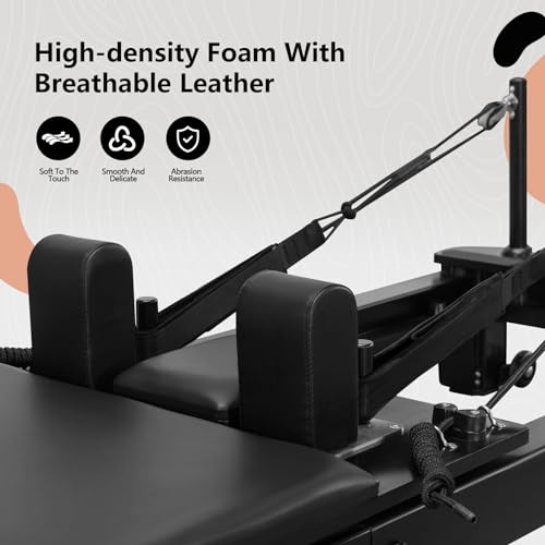 Foverós Pilates Reformer Machine, Aluminum Foldable Pilates Machine,Pilates Fitness Equipment for Home and Studio - 300lbs Weight Capacity (Black)