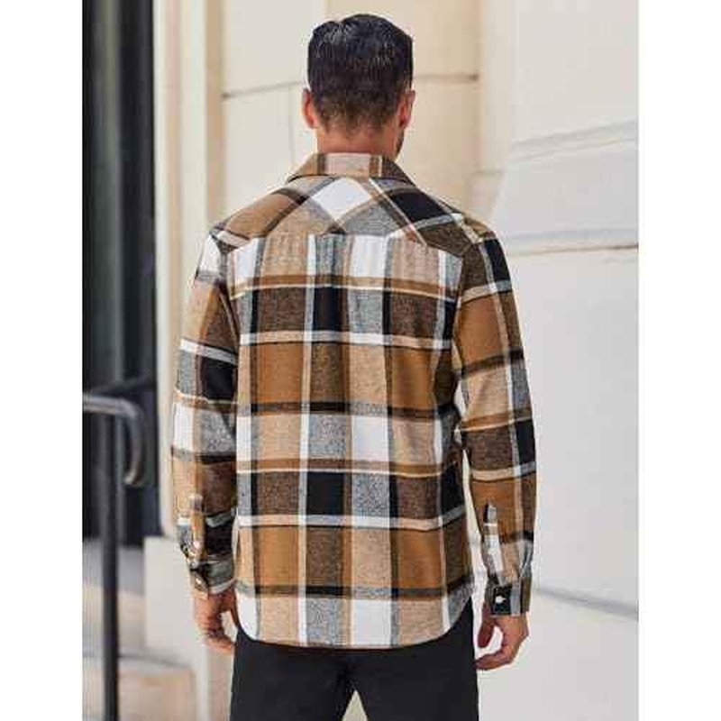 COOFANDY Mens Flannel Shirts Long Sleeve Lightweight Plaid Shirt Casual Button Down Shirts Jacket