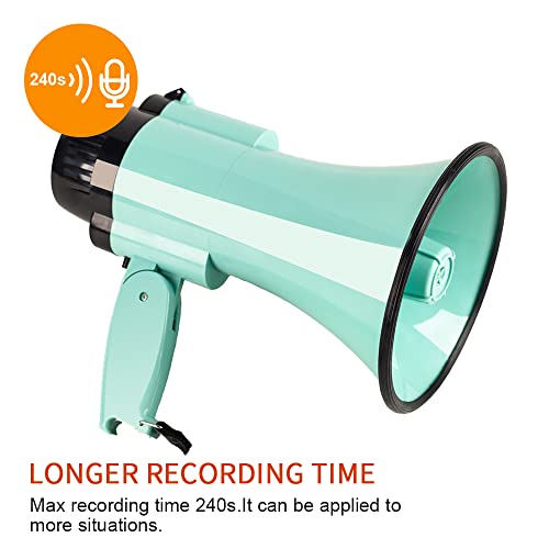 30 Watt Power Portable Megaphone Bullhorn Speaker Voice, Siren/Alarm and 240S Recording with Volume Control and Strap (Teal)