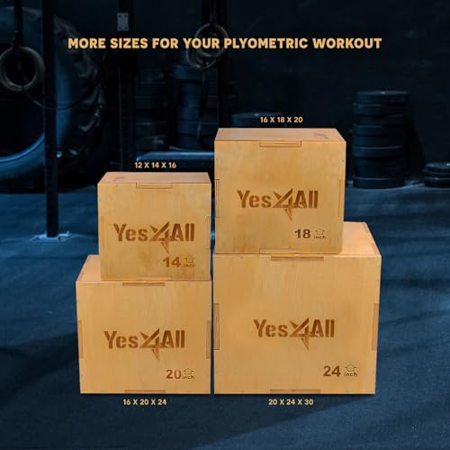 Yes4All 3 in 1 Wooden Plyo Box, Plyometric Box for Home Gym and Outdoor Workouts - 20x18x16"