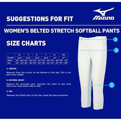 Mizuno Women's Belted Stretch Fastpitch Softball Pant, Black, Medium