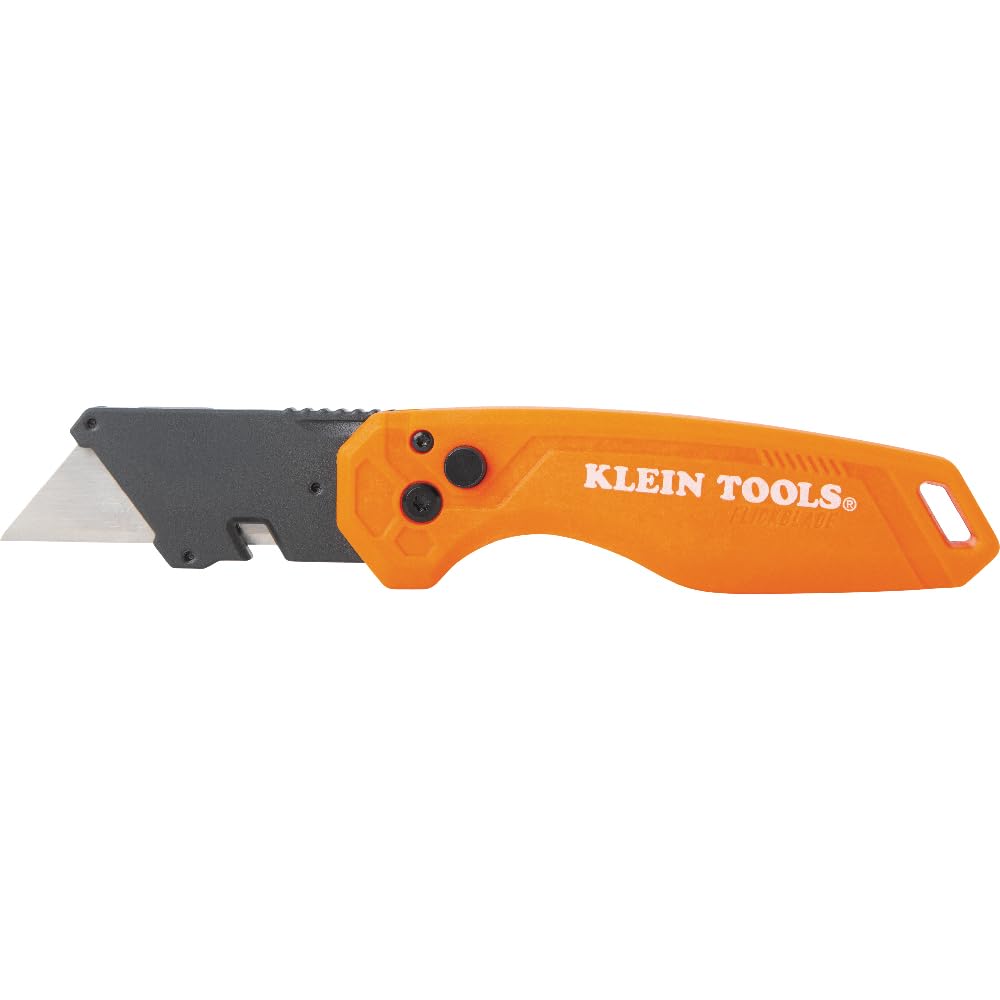 Klein Tools 44302 Folding FLICKBLADE Utility Knife with Side Release Button, Compact, Dual Locking Positions for Versatile Cutting Options