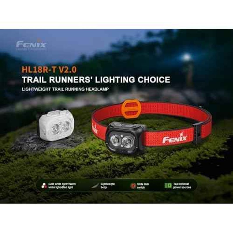Fenix HL18R-T V2 USB Rechargeable 800 Lumen LED Jogging/Trail Running headlamp with EdisonBright USB Charging Cable Bundle