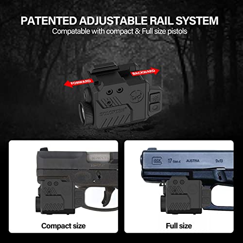 Solofish Pistol Laser Light Combo Red Green Laser Beams for Guns with Weaponlight Tactical Strobe Handgun Lights Laser Sight Compatible with Glock 19 Accessories