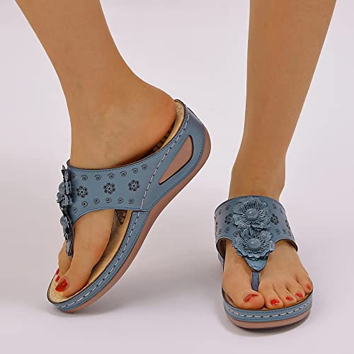 WAJCSHFS Sandals for Women 2024 Orthopedic Casual Wedge Platform Sandals Summer Dressy Lightweight Anti Slip Breathable Shoes