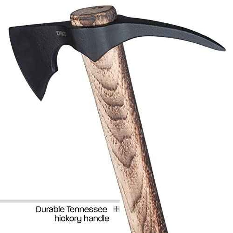 CRKT ODR Axe: Outdoor Survival T-Hawk, 1055 Carbon Steel Axe Head with Spike, Tennessee Hickory Handle 2753