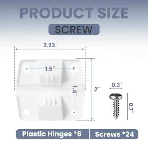 Cooler Plastic Hinges Replacement (6 Pack) Fit for Coleman Coolers Parts, Cooler Hinges Kit for Rubbermaid Parts Ice Chest (with Screws)