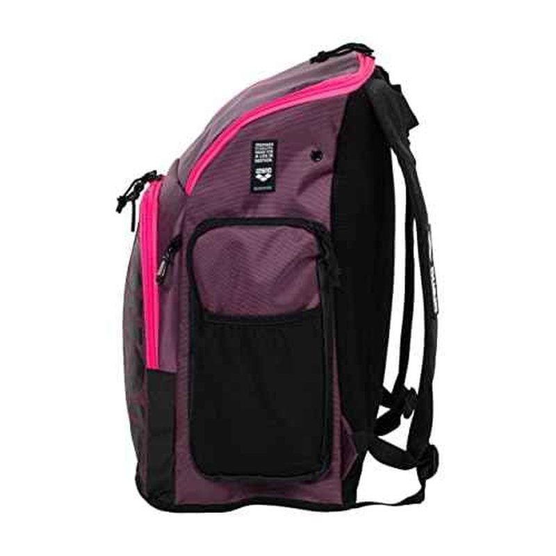 ARENA Spiky III Backpack 45 Swimming Athlete Sports Gym Rucksack Large Training Gear Equipment Swim Bag for Men and Women, 45 Liters, Plum/Neon Pink