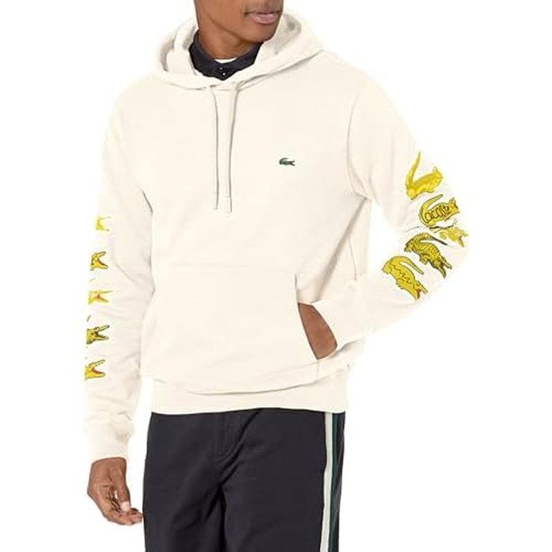 Lacoste Men's Stacked Timeline Croc Hoodie Sweatshirt