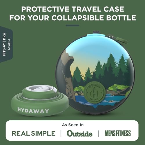 HYDAWAY Collapsible Water Bottle Travel Case - Store & Protect Bottles, Bowls & Folding Cups I Travel, Camping, Hiking & Festival Essentials, TSA Mini Accessory Bag for Air Travel with Carabiner Clip