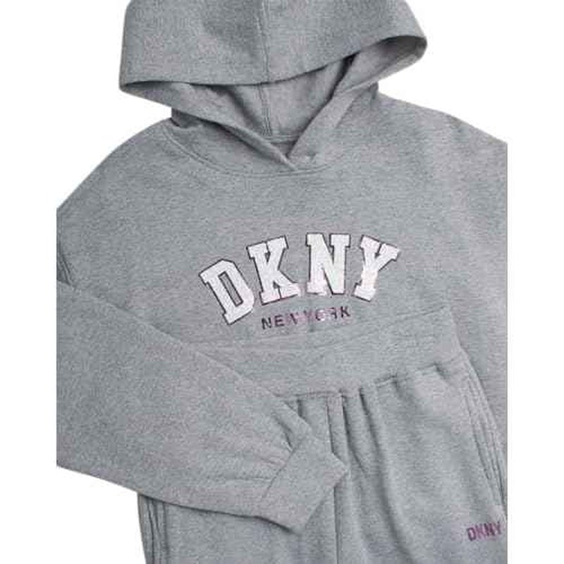DKNY Girls Sweatpants Set - 2 Piece Active Fleece Girls Sweatshirt and Jogger Youth Kids Sweatpants Matching Set (4-16)