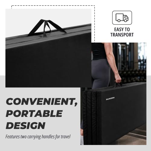 Black HulkFit 4x8 Folding Gymnastics Mat - 2 Inch Thick Tumbling Floor for Home Gym