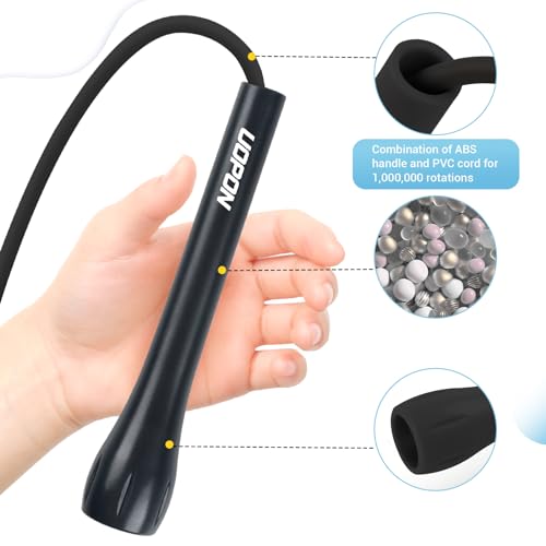 Jump Rope for Fitness, Lightweight PVC Skipping Rope for Men Women Adults Exercise with ABS Handles & Training Poster, Adjustable Tangle-Free Workout Speed Jump Rope for Home, Gym and Outdoor