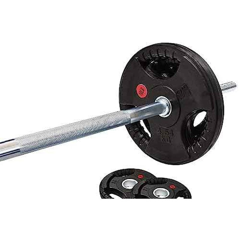Fitvids Cast Iron Standard Weight Plates Including 5FT Standard Barbell with Star Locks, 45-Pound Set (35 Pounds Plates + 10 Pounds Barbell), Multiple Packages