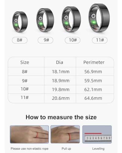 EOGBM Smart Ring Fitness Tracker Health Heart Rate, Oximetry, Sleep, Exercise Monitoring, Compatible with iOS and Android (Rose Gold) (8#)