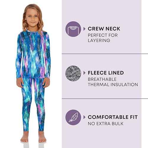Rocky Thermal Underwear Kids Girls Thermal Underwear Set Toddler Long Johns kid Thermals Kid Base Layer kids thermals top bottom set Winter Clothes Shirt Pants Ski/Extreme Cold (Rope, XXS, Heavy)