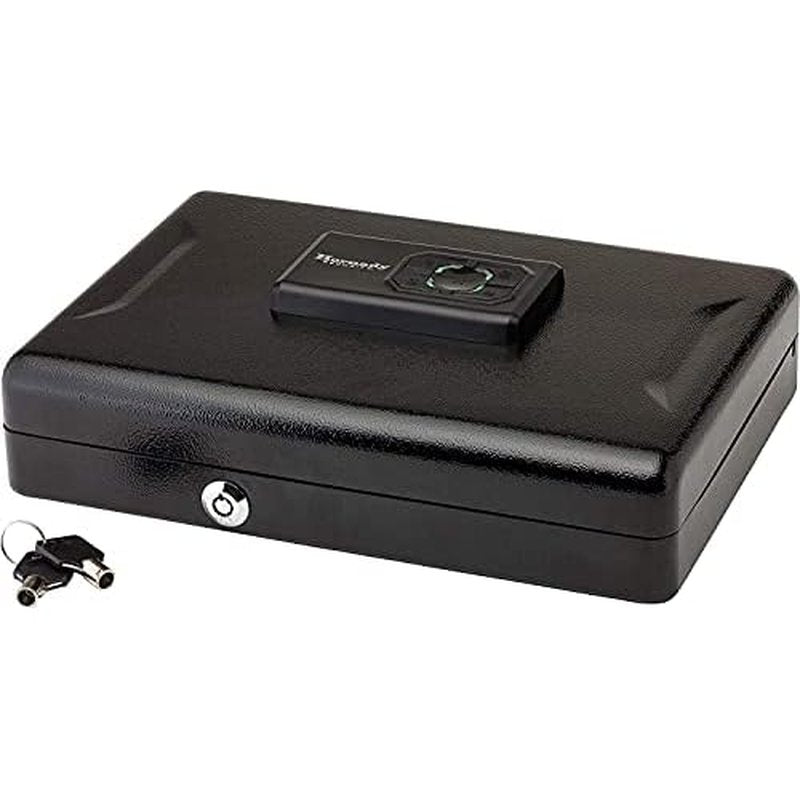 Hornady Handgun Vault Safe with Keypad Entry ? Secure Your Firearms and Valuables ? 4-6 Keypad Entry, Interior Light and Backup Keys ? Black, 12 (H) x 8.3 (W) x 2.6 (D) Inches ? Item 95432