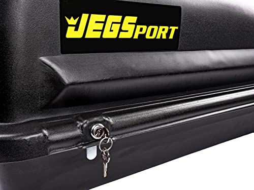 JEGS Rooftop Cargo Carrier for Car Storage - Small Roof Rack Cargo Carrier - Heavy Duty Weatherproof Storage - Made in USA - 10 Cubic Ft - 110 Lb Capacity - Zero Tool Easy Assembly - Aero Design