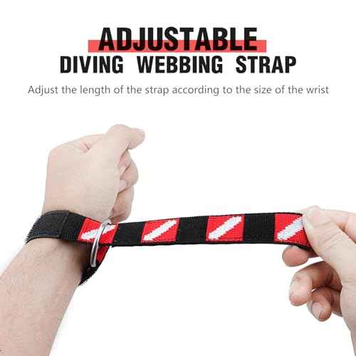 Scuba Diving Wrist Strap, Adjustable Wristband with Stainless Steel D Ring, Suitable for Scuba Dive Lights, Flashlights, Cameras, Compass, Dive Slates, for Scuba Divers and Snorkelers£¨2 Pack£©