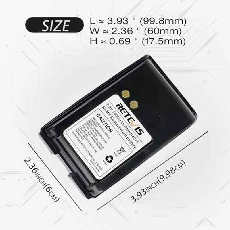 Retevis 7.2V Ni-MH Rechargeable Battery, Compatible with Motorola Radios Mag One BPR40 A8 PMNN4071AR PMNN4071A PMNN4071 2 Way Radio, 1500mAh Walkie Talkies Battery with Belt Clip(5-Pack)