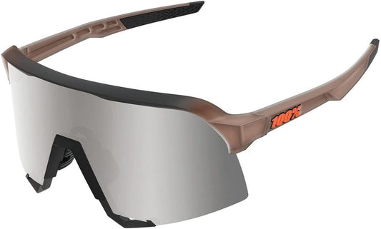 100% S3 Sport Performance Cycling Sunglasses (MATTE TRANSLUCENT BROWN FADE - HiPER Silver Mirror Lens)