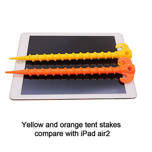 Canopy Stakes Canopy Anchors Beach Tent Stakes Heavy Duty Screw Shape 25 cm 10 inch - 8 Pack Orange Tent Stake for Outdoor Hiking Camping