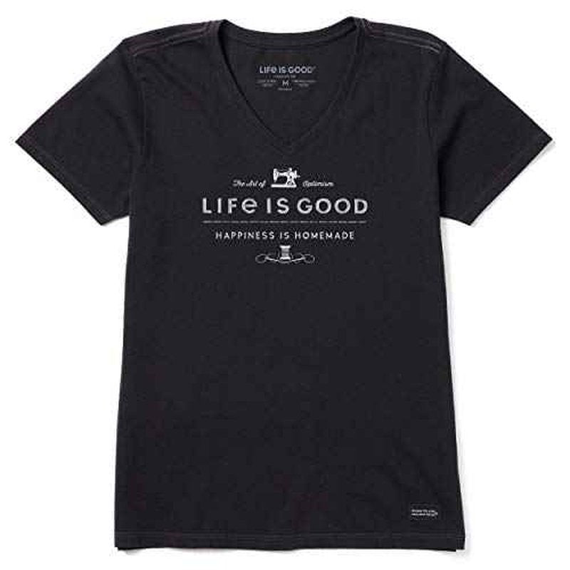 Life is Good Women's Crusher Tee, Short Sleeve Cotton Graphic T-Shirts, Happiness is Homemade