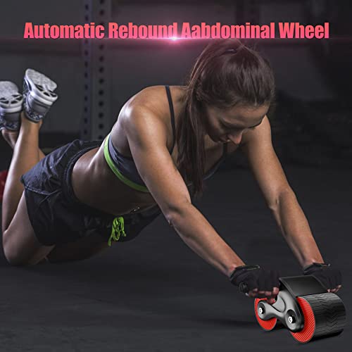 Automatic Rebound Abdominal Wheel Kit - Ab Roller Workout Equipment, Exercise Equipment for & Core Strength Training, Home Gym Fitness Machine with Knee Pad Accessories Men Women