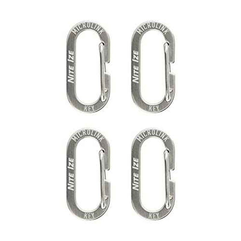 Nite Ize MicroLink Carabiner, Stainless Steel Mini Key Rings for Keys Fobs MultiTools and More, 4 Pack
