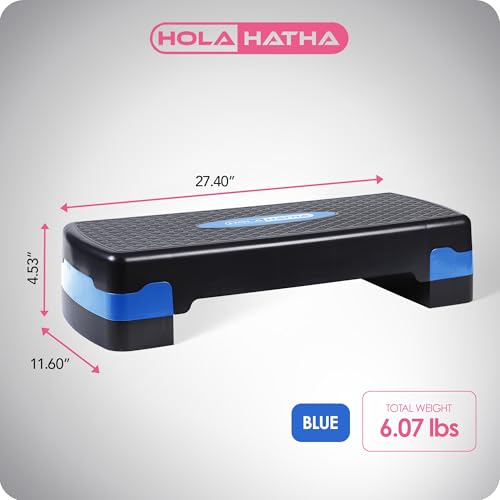 HolaHatha Compact Portable Aerobic Step Platform Workout Exercise Equipment, Fitness Cardio Stepper with Adjustable Height for Home Gym & Travel