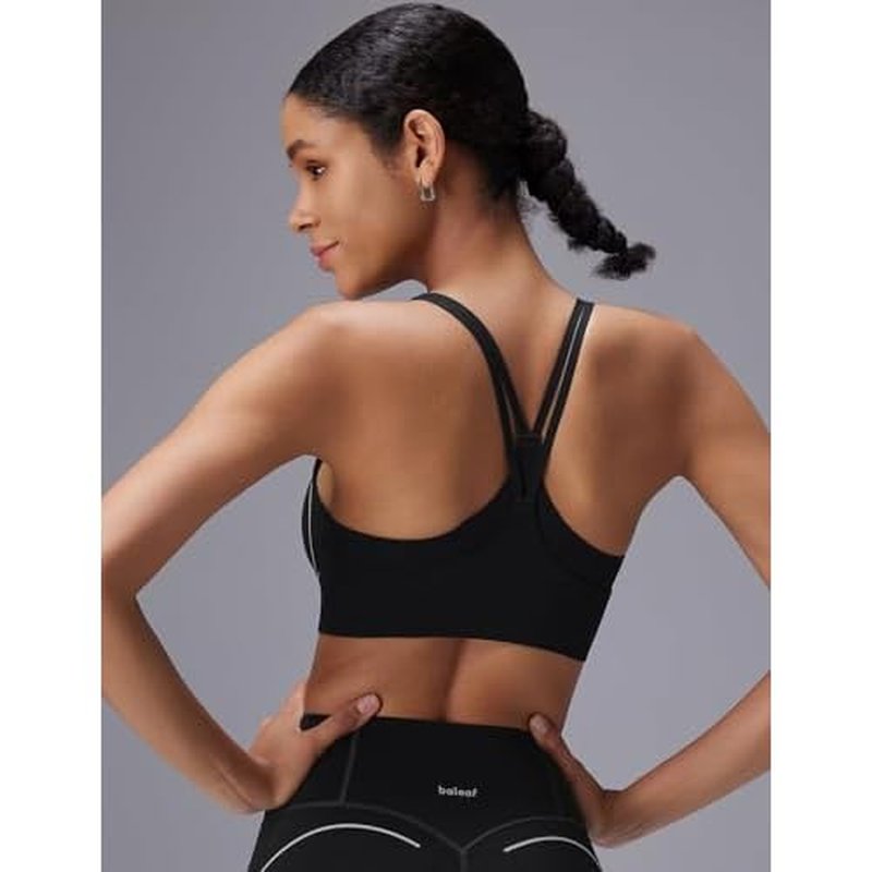 baleaf Freeleaf Broadway Womens High Impact Sports Bra, Wirefree Padded Spaghetti Strap Dance Yoga Workout Bra