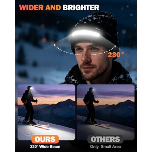 Unisex Beanie with LED Light, Stocking Stuffers Gifts for Men Dad Father Husband Him Halloween Thanksgiving