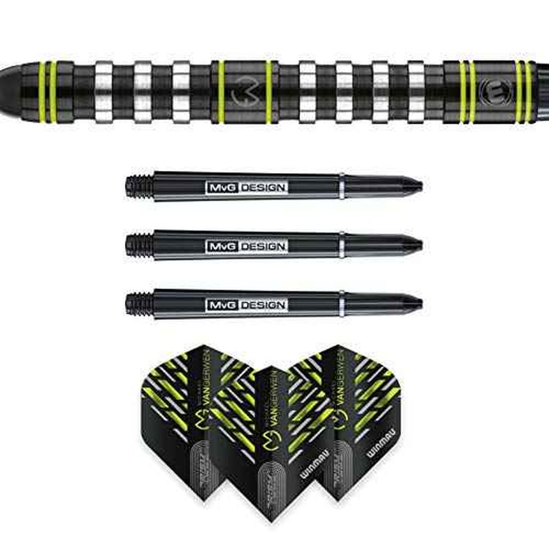 Winmau Michael Van Gerwen MvG Assault 90% Tungsten Darts Set with Flights and Stems (Shafts)
