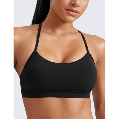 CRZ YOGA Womens Butterluxe Y Back Sports Bra - Padded Racerback Low Impact Spaghetti Thin Strap Workout Yoga Top