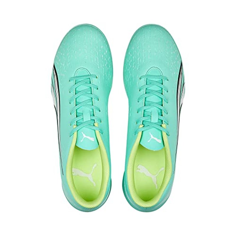 PUMA Mens Ultra Play Turf Trainer Soccer Cleats, Electric Peppermint-PUMA Mens White-Fast Yellow, 8