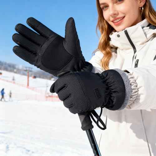 Warm Water-Repellent Winter Ski-Gloves Men Women Windproof Anti-Slip Touchscreen for Cold Weather Driving Running