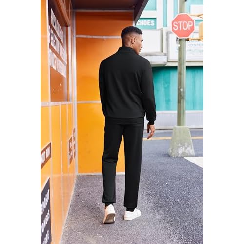 COOFANDY 2 Piece Set for Men Casual 1/4 Zip Track Suits Set Long Sleeve Quarter Pullover Jogging Suits 2025 Fashion Outfits