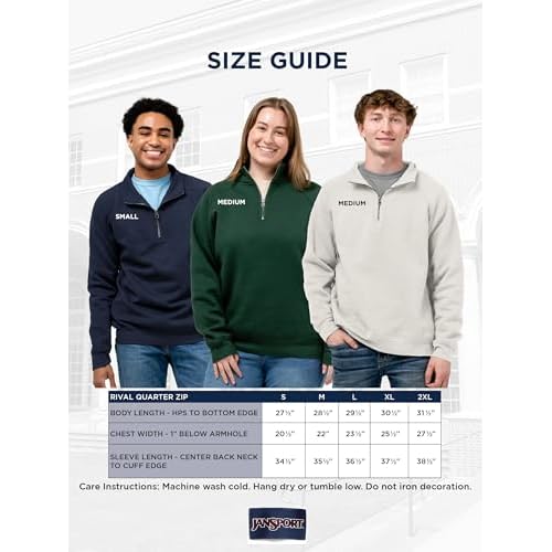JanSport Unisex Adult NCAA Officially Licensed Rival Long Sleeve Stand-Up Collar Quarter Zip Sweatshirt